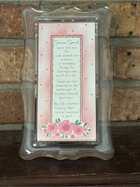 Pink Floral Sentiment Glass Frame